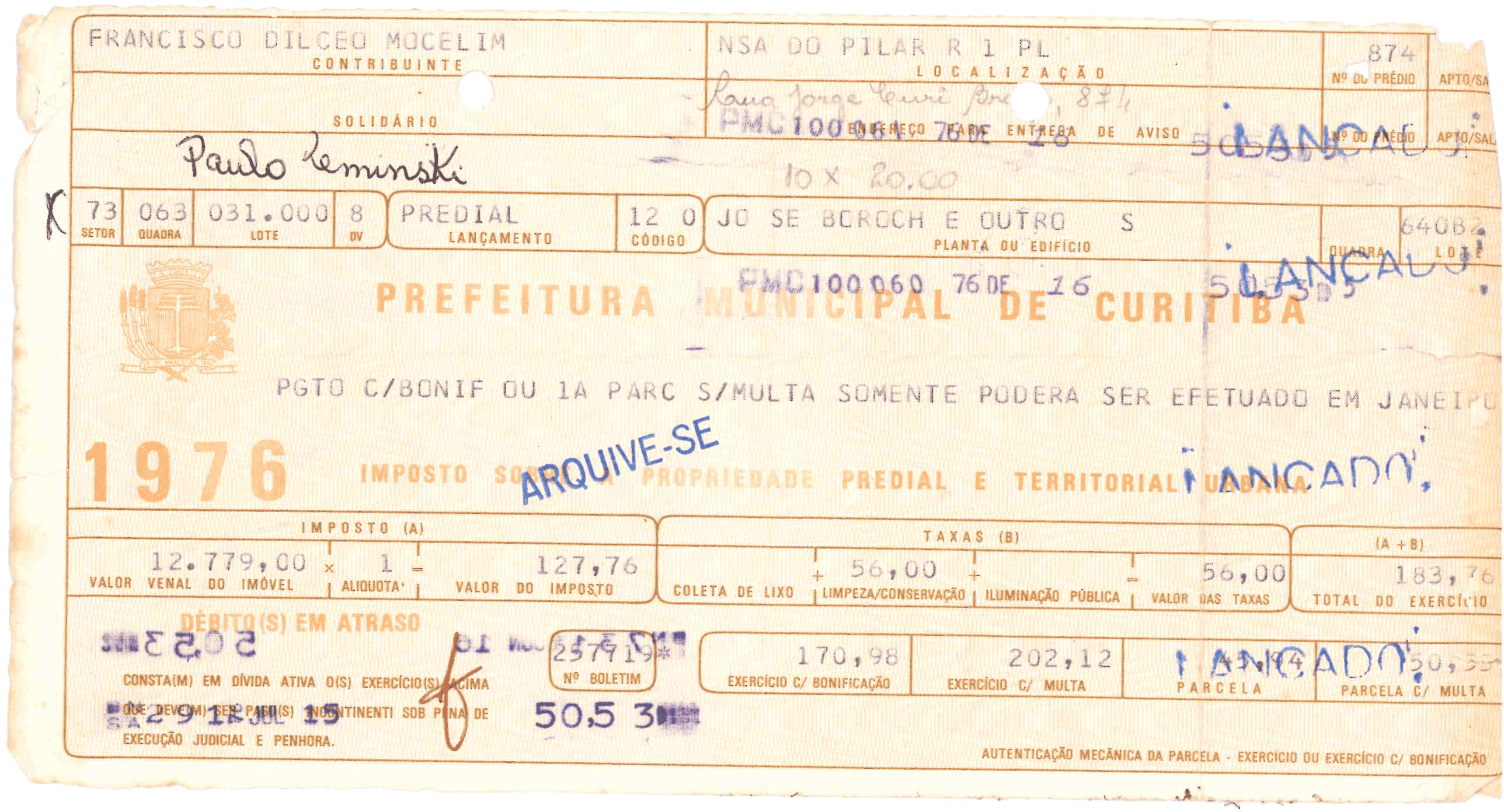 Recibo do aluguel
