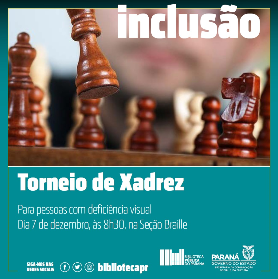 Biblioteca promove campeonato de xadrez para pessoas com deficiência visual