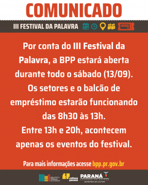 Comunicado do III Festival da Palavra