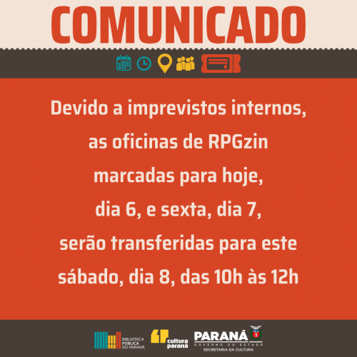 Comunicado "Oficina de RPGzin"