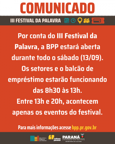 Comunicado do III Festival da Palavra